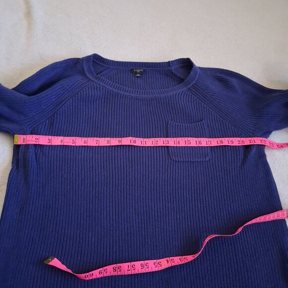 Talbots Women's Size 2X Blue Patch Pocket Crewneck Knit Sweater - Picture 10 of 11